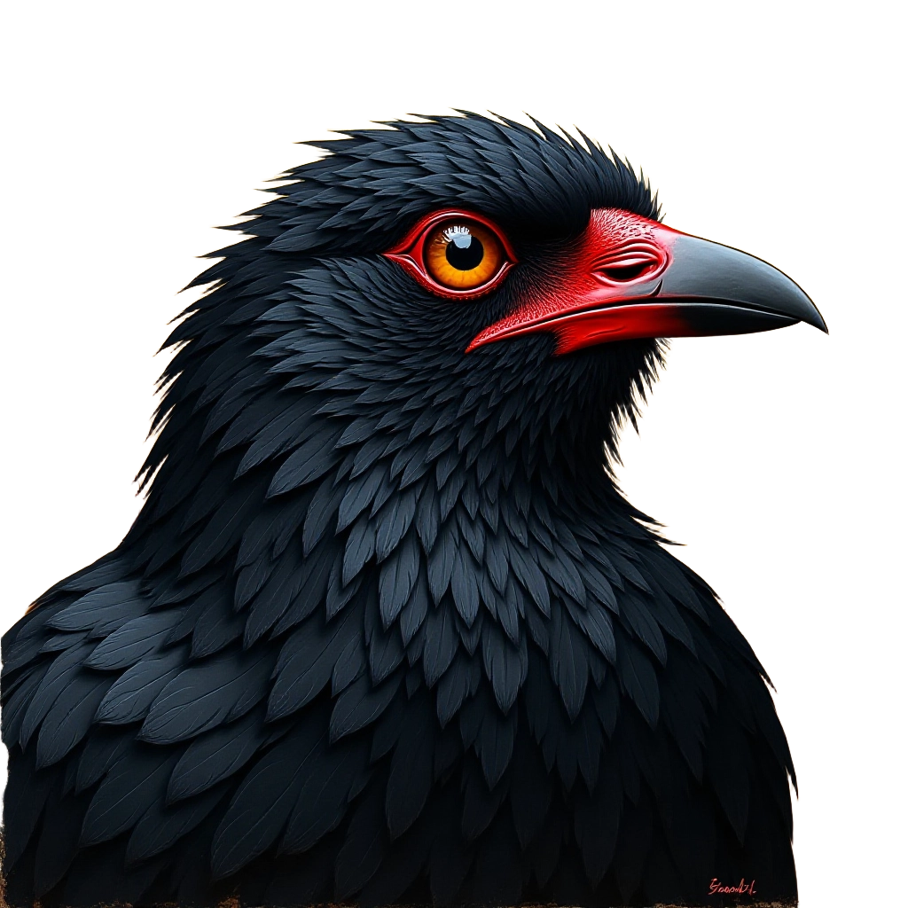 Eagle with Red Beak and Orange Eye